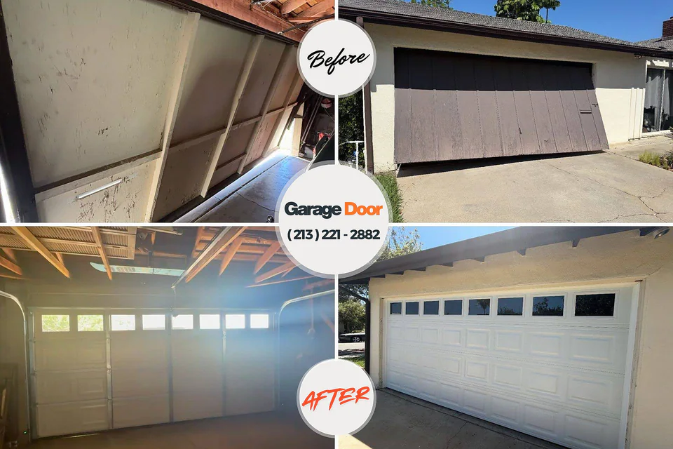 Before and after: garage door repair Cloverdale, IN